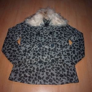 Girl's leopard print peacoat